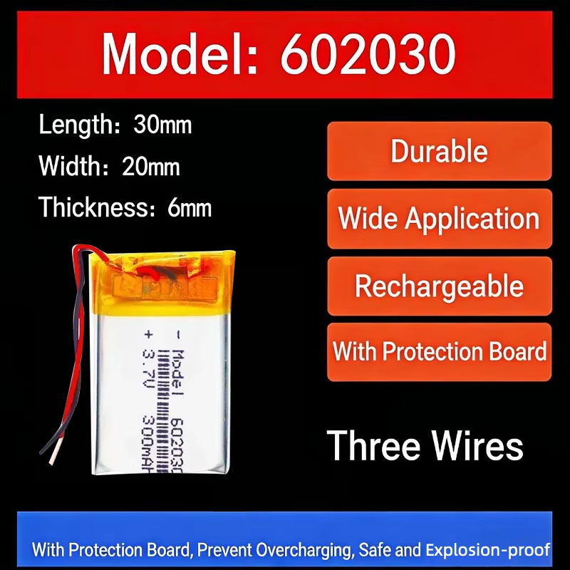 Smart Watch - Bateria de Lítio 3.7V 300mAh 602030,