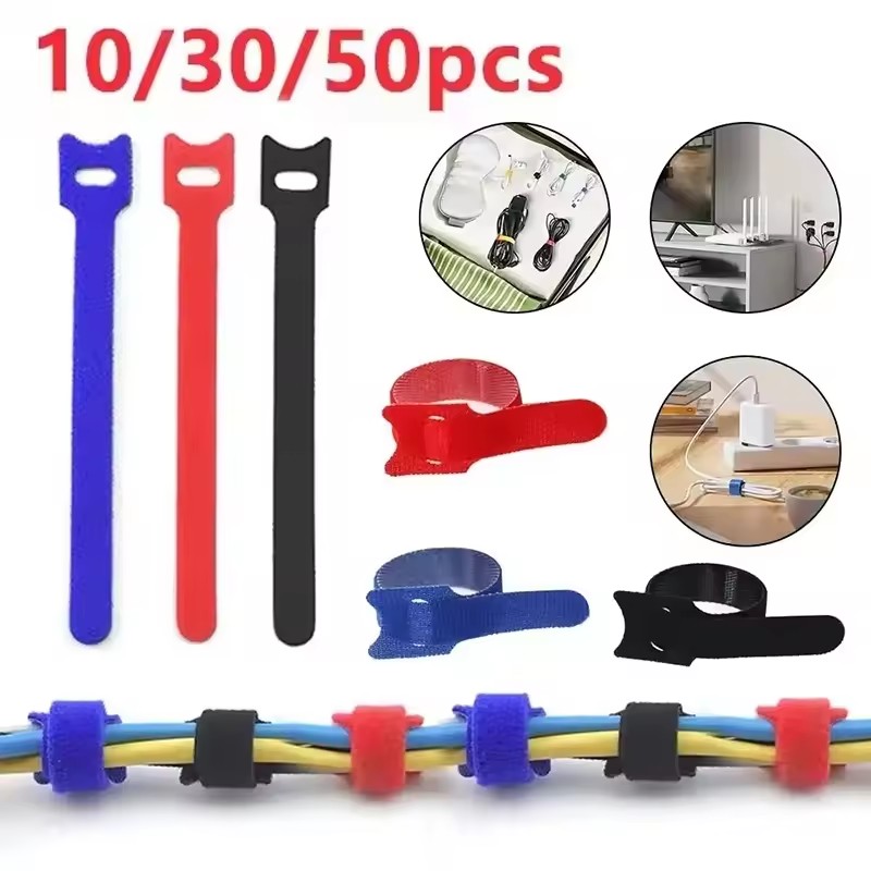 Cable Organizer - 10/30/50 unidades de abraçadeiras reutilizáveis ​​com