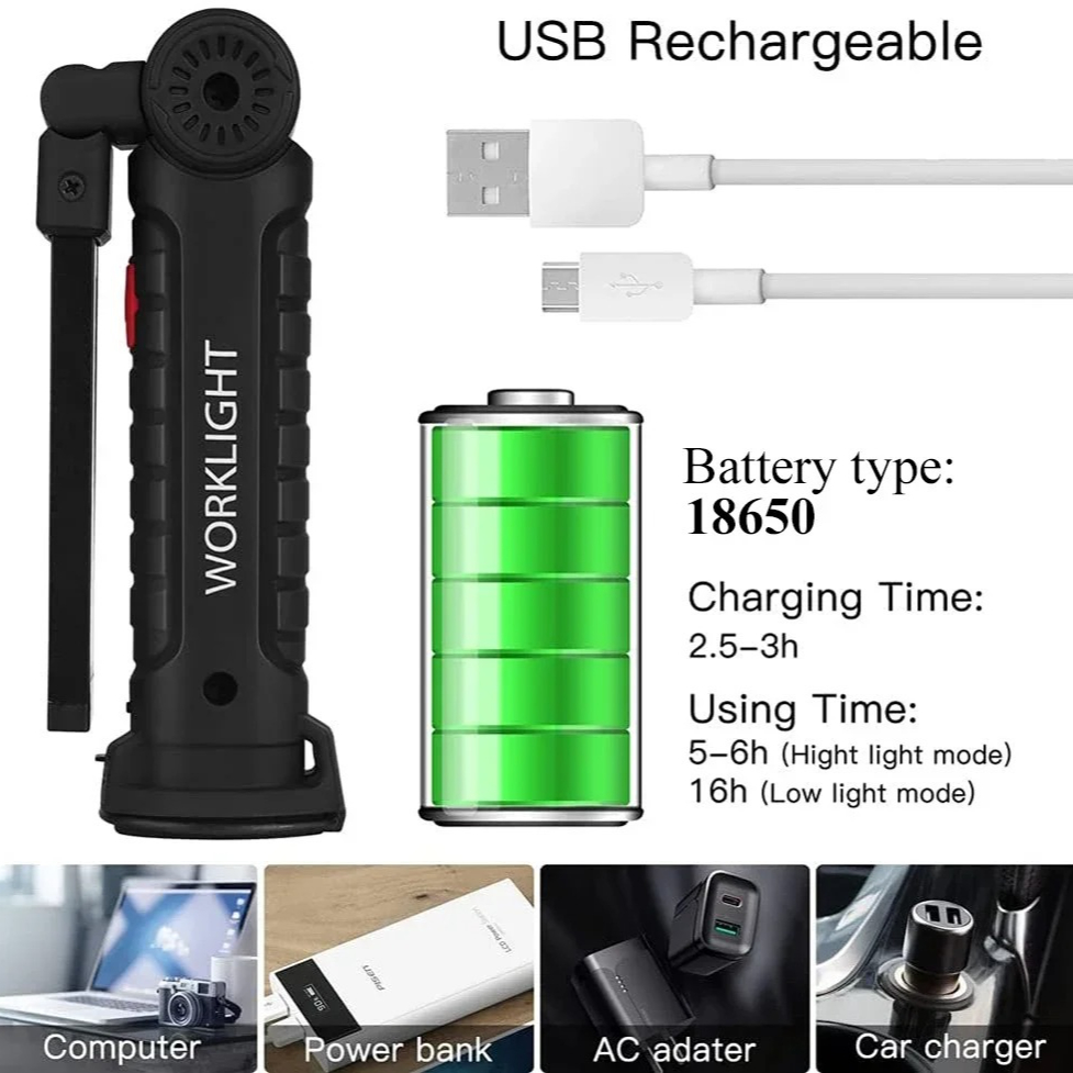 Lanterna led cob portátil usb  - Power Bank avaliação e preço